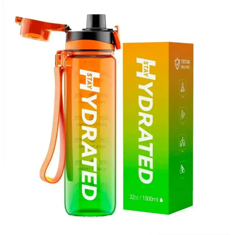 Brave U Hydrated Water Bottle, 1 л, зелено-помаранчевий, тритан