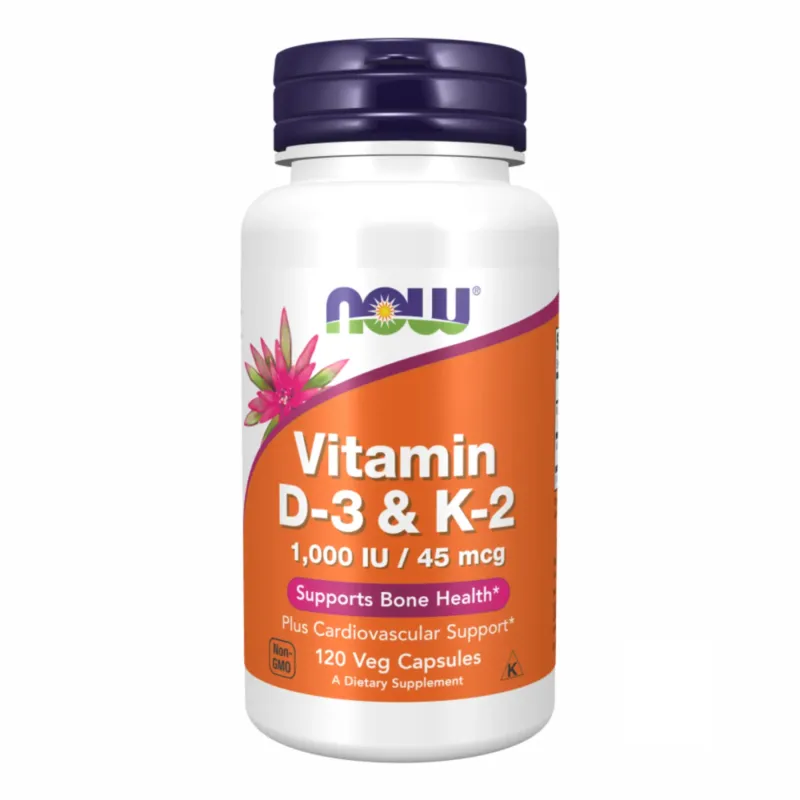 NOW Foods VIT D-3 & K2 1000 МО, 120 вег. капс.